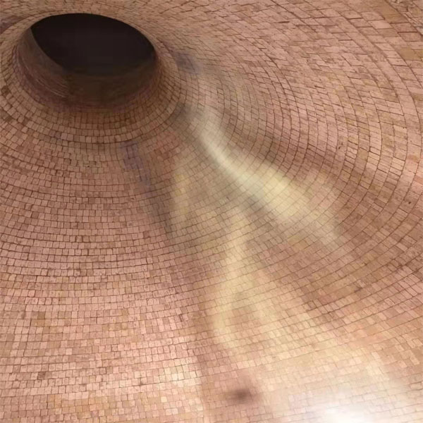 The use of refractory bricks for the spherical top of hot blast stoves